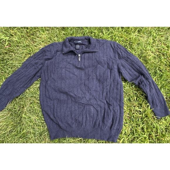 Hathaway Platinum Sweater Men's 100% Geelong Lambs Wool 1/4 Zip Italy Sz Large - Picture 5 of 7